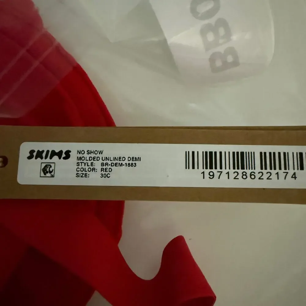 Skims 30C NEW No Show Molded Unlined Demi Bra Red Underwire - Picture 9 of 9